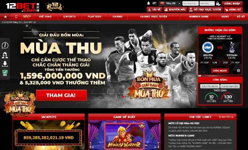 Nhiều trò chơi cá cược hấp dẫn tại 12BET